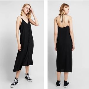 Weekday Tuba Midi Button Front Dress in Black